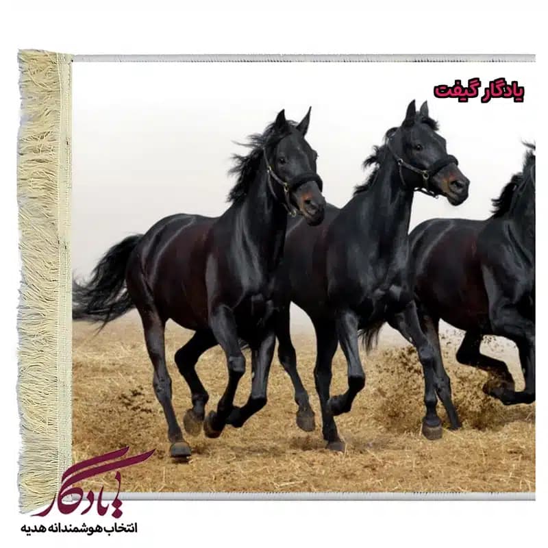 تابلو فرش ماشینی طرح حیوانات سه مشکی کد h26 — تصویر ۲