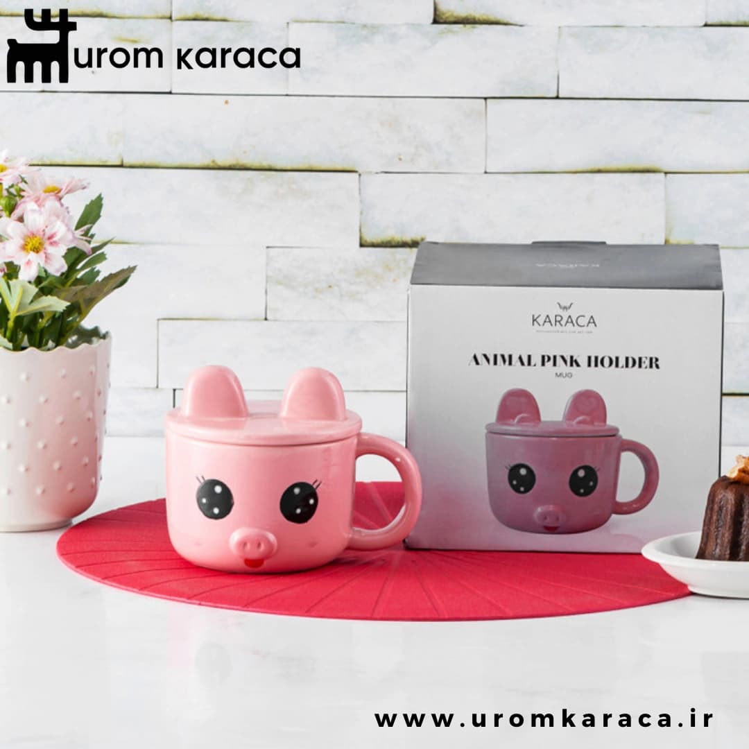 ماگ کاراجا Animal Pink طرح خوک — تصویر ۳