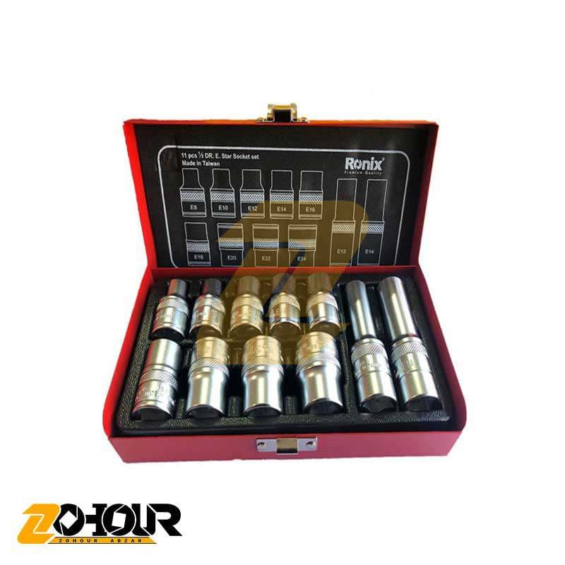 جعبه بکس رونیکس 11 پارچه 1/2 اینچ E ستاره ای مدل Ronix RH-2694