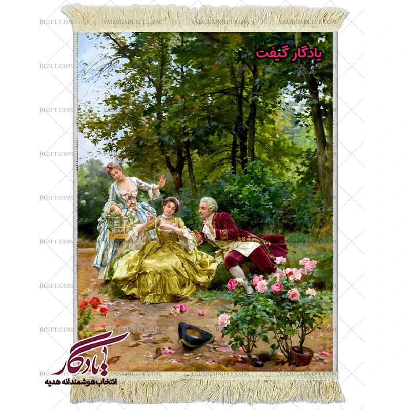 تابلو فرش ماشینی طرح فرانسوی گل ها کد f154