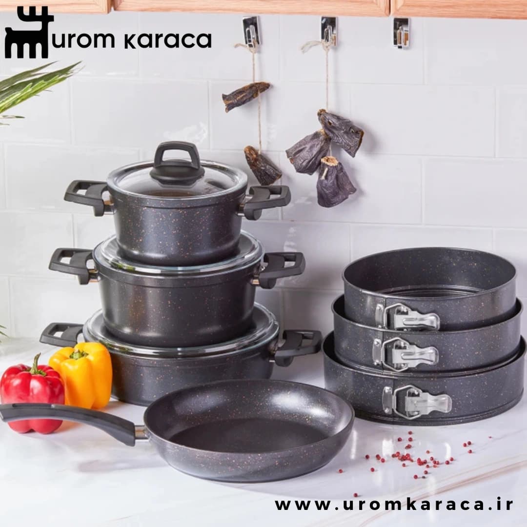 سرویس قابلمه 10 پارچه کاراجا Biogranit مشکی طلایی