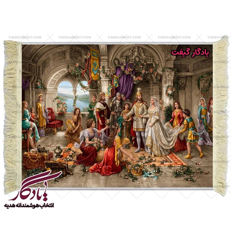 تابلو فرش ماشینی طرح فرانسوی تاجگذاری سلیمان کد f149