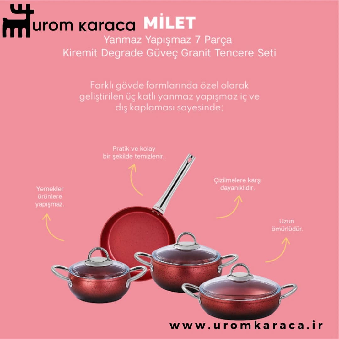 سرویس قابلمه 7 پارچه امسان Milet قرمز — تصویر ۷