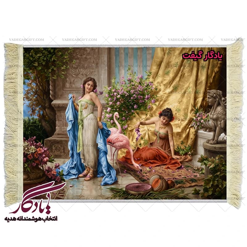 تابلو فرش ماشینی طرح فرانسوی فلامینگوها کد f144