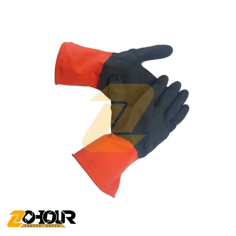 دستکش لاستیکی صنعت کار 2 لایه با پوشش پنبه سایز SANATKAR L — تصویر ۵