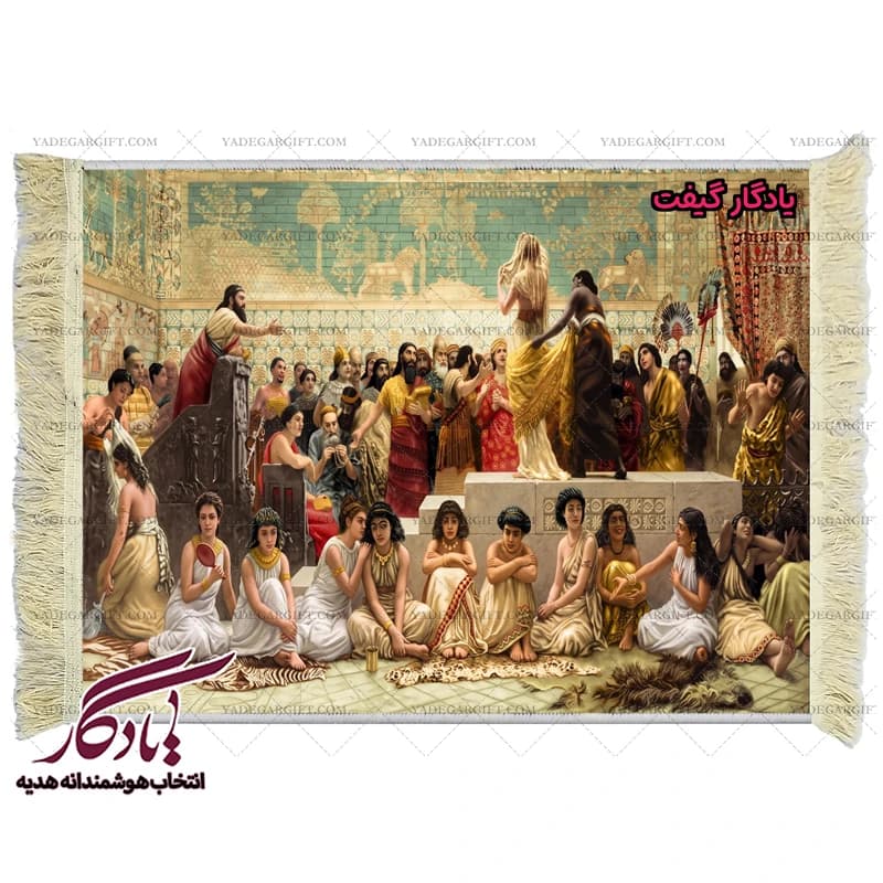 تابلو فرش ماشینی طرح فرانسوی بازار ازدواج بابل کد f130