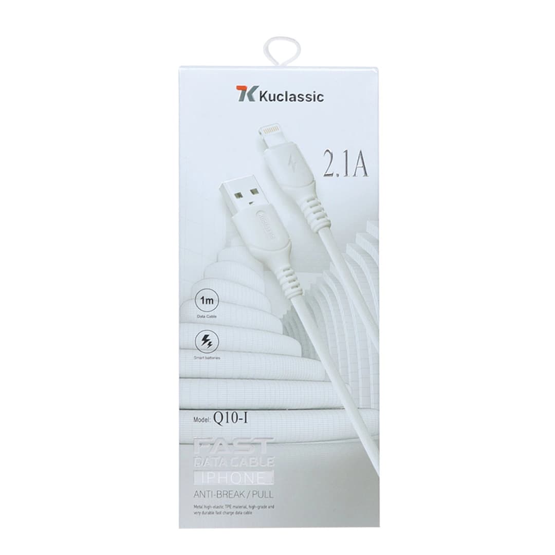کابل شارژ آیفونی KUCLASSIC مدل Q10-I – سفید (گارانتی 6 ماهه) — تصویر ۲