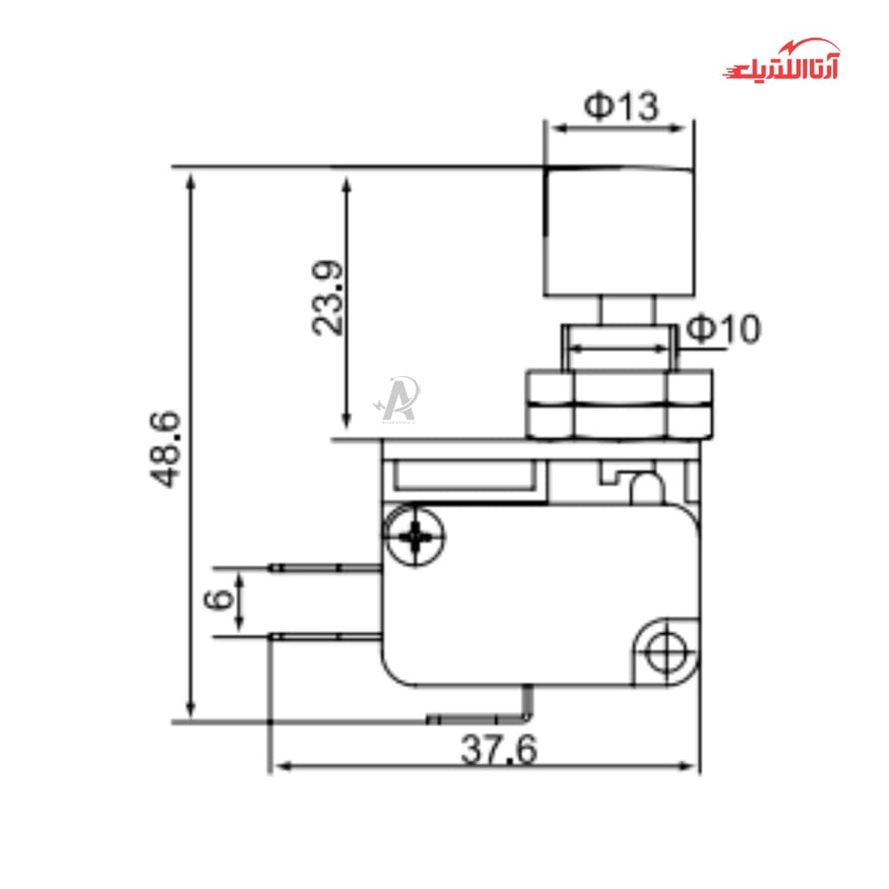 میکروسوئیچ فشاری با مهره نصبی CNTD مدل CMV10P-D — تصویر ۲