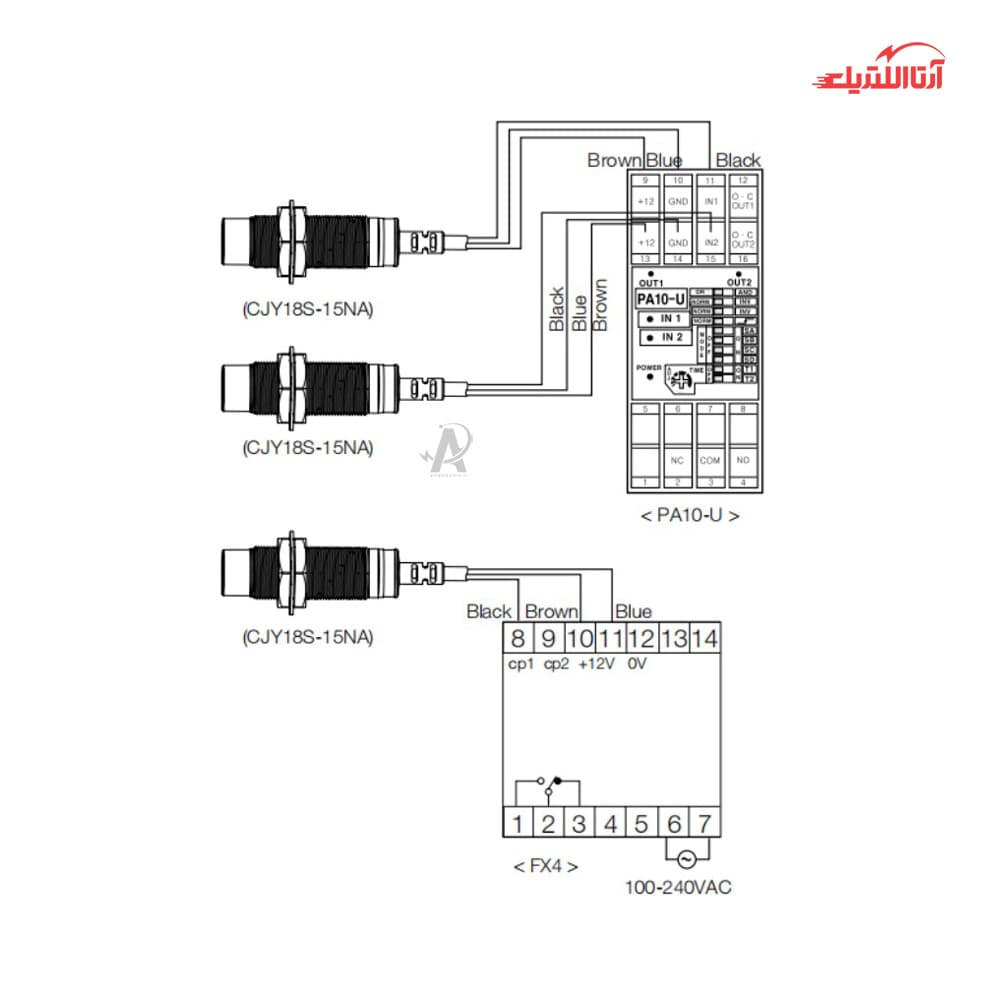 سنسور القایی سربلند 18mm کابلی 3 سیم CNTD مدل CJY18S-15 — تصویر ۵