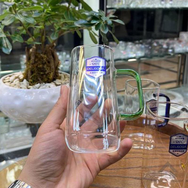ماگ مربع پیرکس بلند دسته رنگی 4 عددی — تصویر ۲
