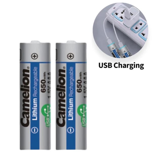 باتری دوتایی نیم قلمی شارژی Camelion UB-AAA650-PBH2 AAA 430mAh — تصویر ۳