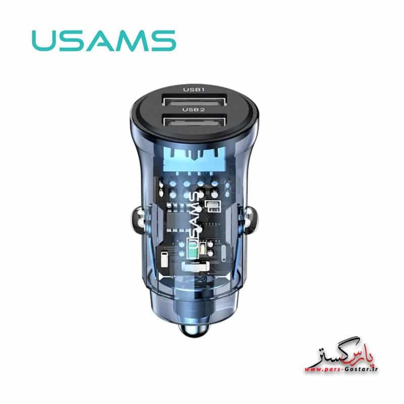 شارژر فندکی خودرو مینی دو پورت یوسمز مدل USAMS US-CC162 C31 Mini Dul USB | US-CC162 C31