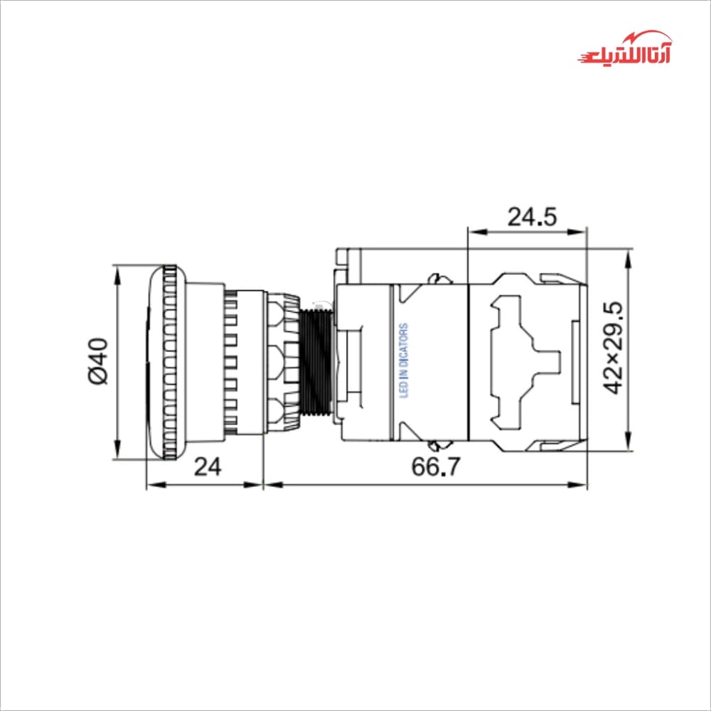 شستی قارچی قفل شو چراغدار 220 ولت CNTD مدل LA38-11ZSD40-C3/RD220 — تصویر ۲