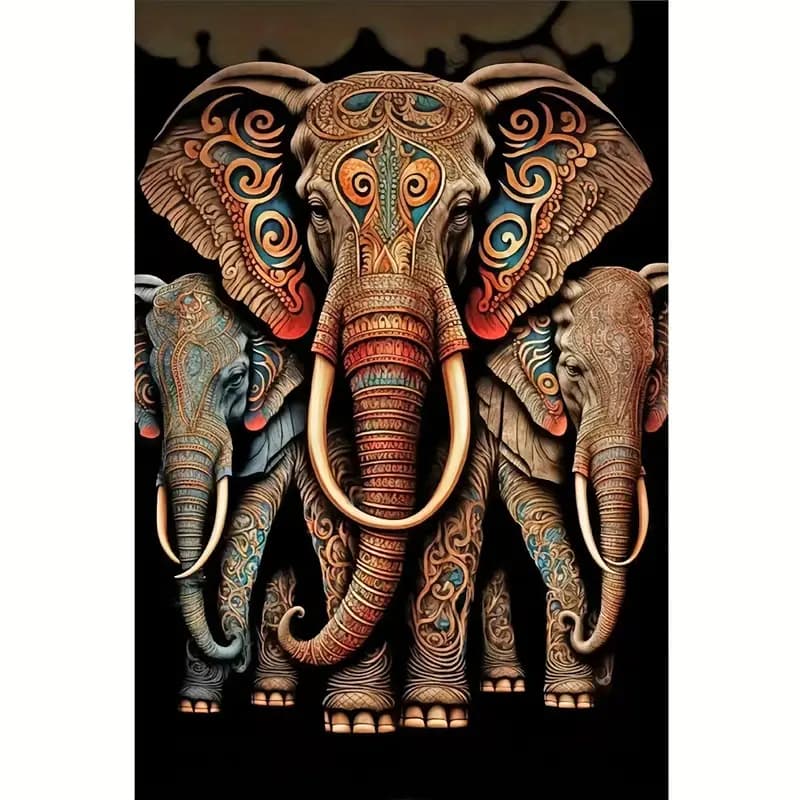 کیت نقاشی الماسی بزرگسال سه فیل — تصویر ۶