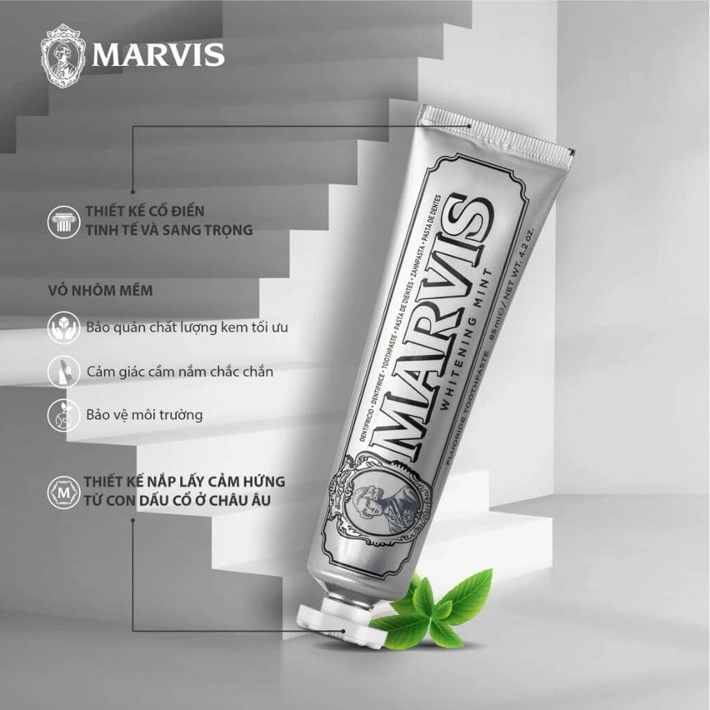 خمیر دندان سفید کننده مارویس مدل Whitening Mint حجم 85 میل — تصویر ۲