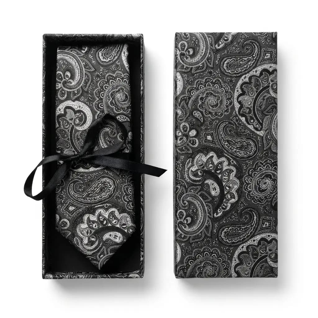 کراوات دستدوز ایتالیایی جعبه‌‌ دار طرح جقه و نیلوفر برند Imperial