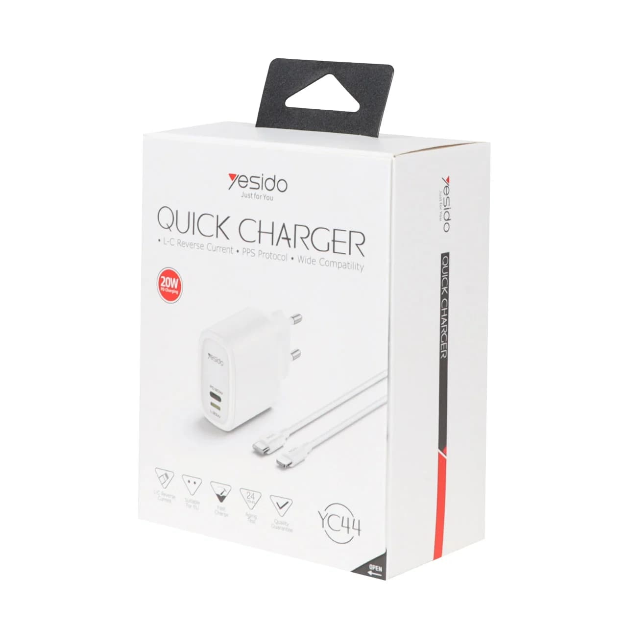 شارژر دیواری فست و PD دو پورت Yesido مدل YC44 20W به همراه کابل شارژ Type-C To Lightning — تصویر ۳