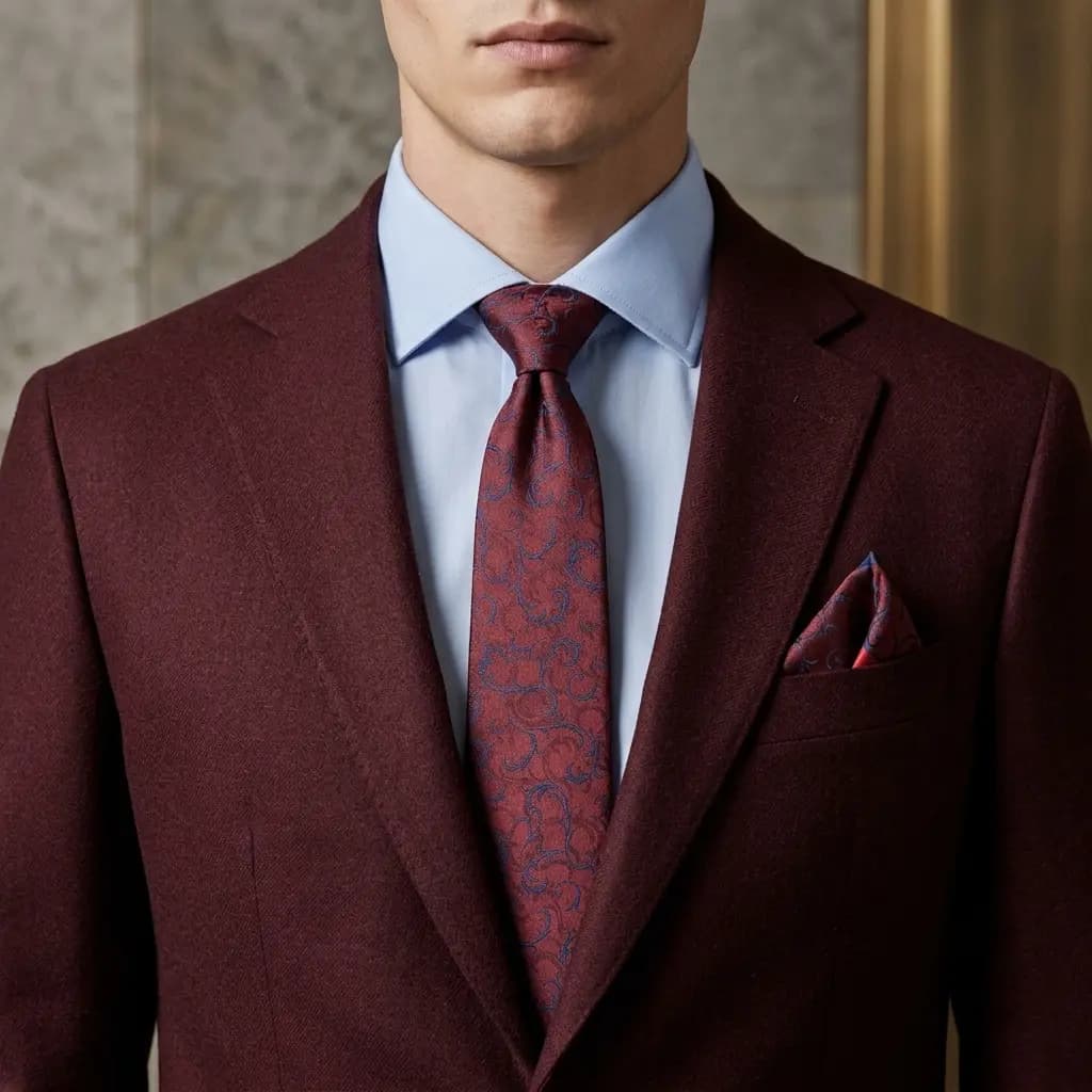 کراوات و پوشت دستدوز طرح شاخه برند Massimo Dutti — تصویر ۲