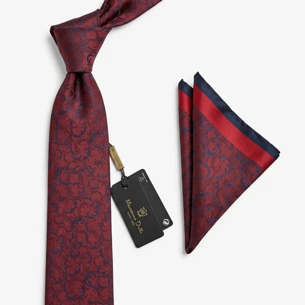 کراوات و پوشت دستدوز طرح شاخه برند Massimo Dutti