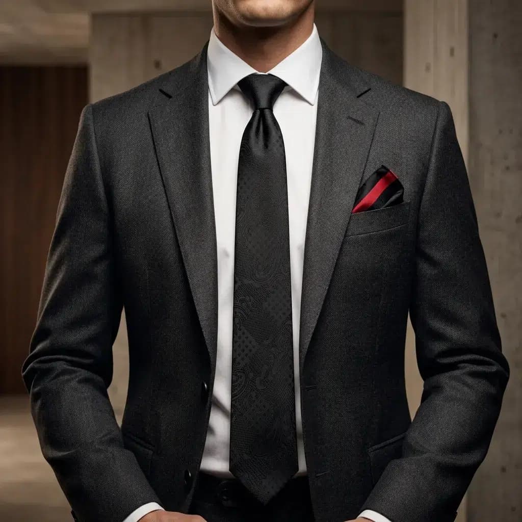 کراوات و پوشت دستدوز طرح جقه برجسته برند Massimo Dutti — تصویر ۲