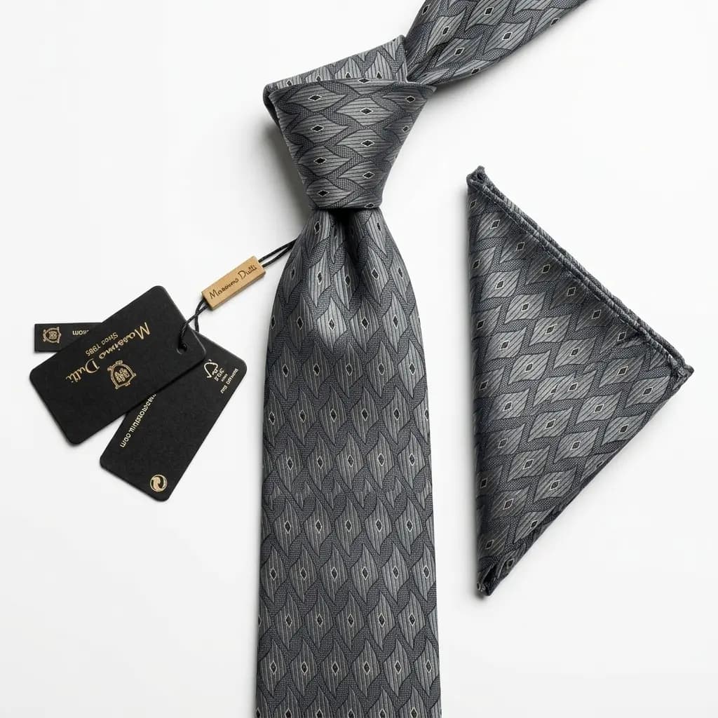 کراوات و پوشت دستدوز طرح اشک برند Massimo Dutti