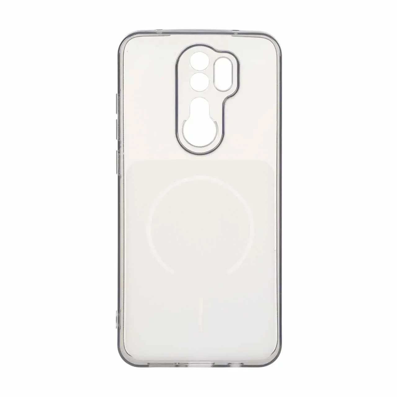 قاب ژله ای شفاف مستطیلی طرح مگ سیف محافظ لنزدار Xiaomi Redmi Note 8 Pro