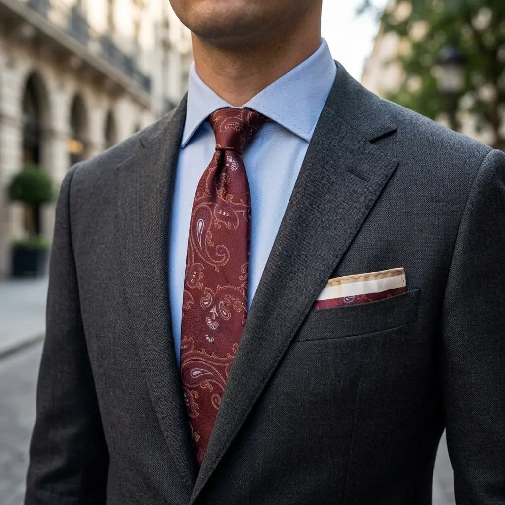 کراوات و پوشت دستدوز طرح گل و بوته برند Massimo Dutti — تصویر ۲