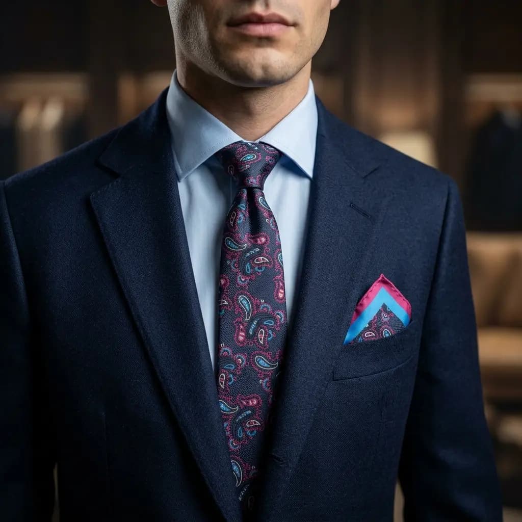 کراوات و پوشت دستدوز طرح جقه حصیری برند Massimo Dutti — تصویر ۲