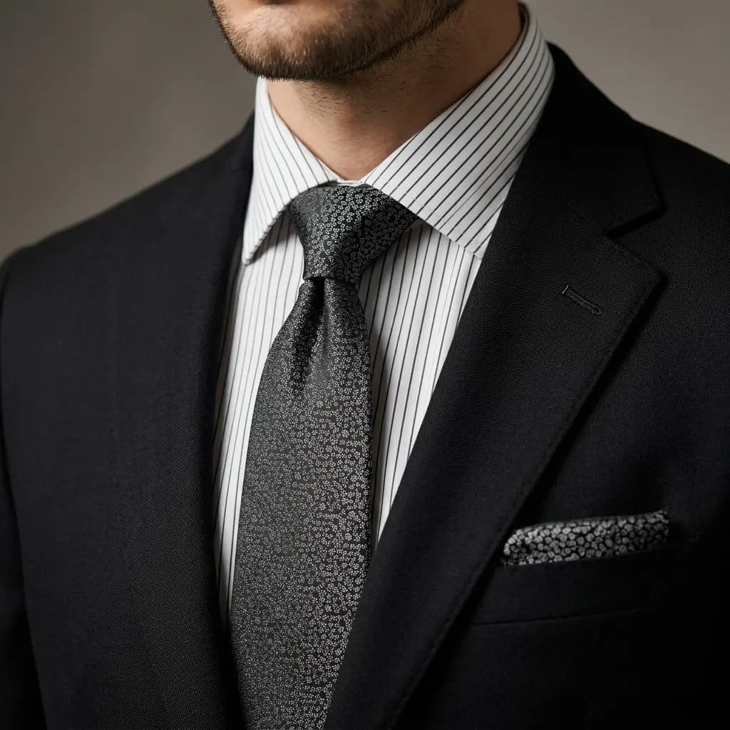 کراوات و پوشت دستدوز طرح برفکی برند Massimo Dutti — تصویر ۲