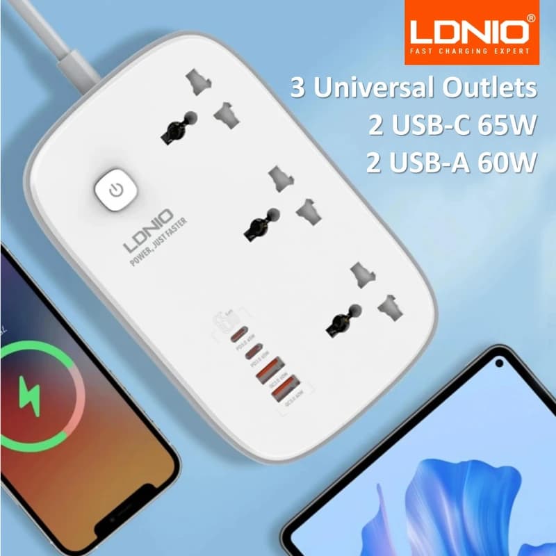 چندراهی برق 65 وات الدینیو LDNIO SC3416 — تصویر ۲