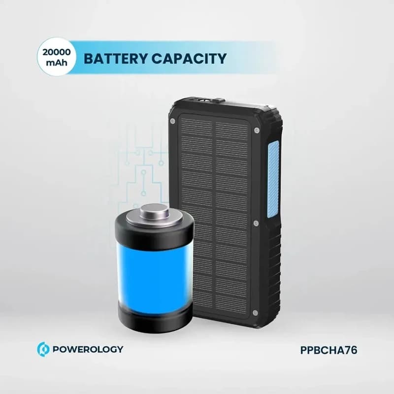 پاوربانک خورشیدی پاورولوژی POWEROLOGY PP076 با ظرفیت 20000 میلی آمپر — تصویر ۸