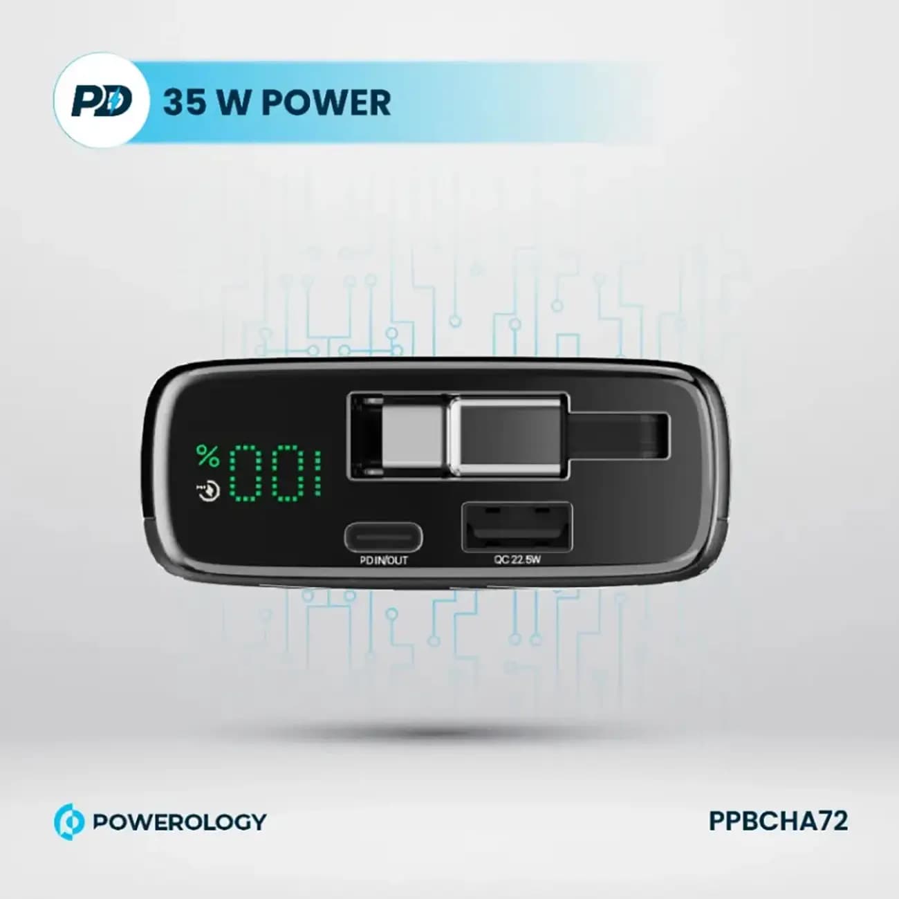 پاوربانک 35 وات پاورولوژی POWEROLOGY PP072 با ظرفیت 20000 میلی آمپر ساعت — تصویر ۴