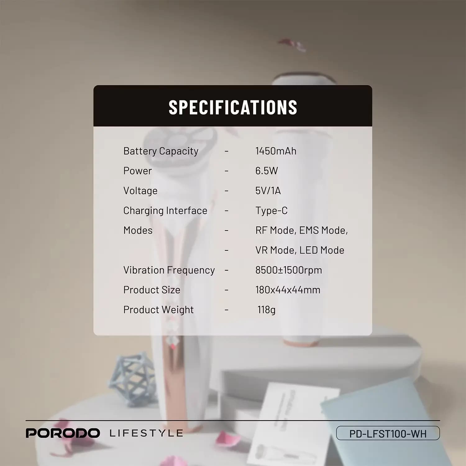 ماساژور نور تراپی 4کاره صورت پرودو PORODO LFS100 — تصویر ۲