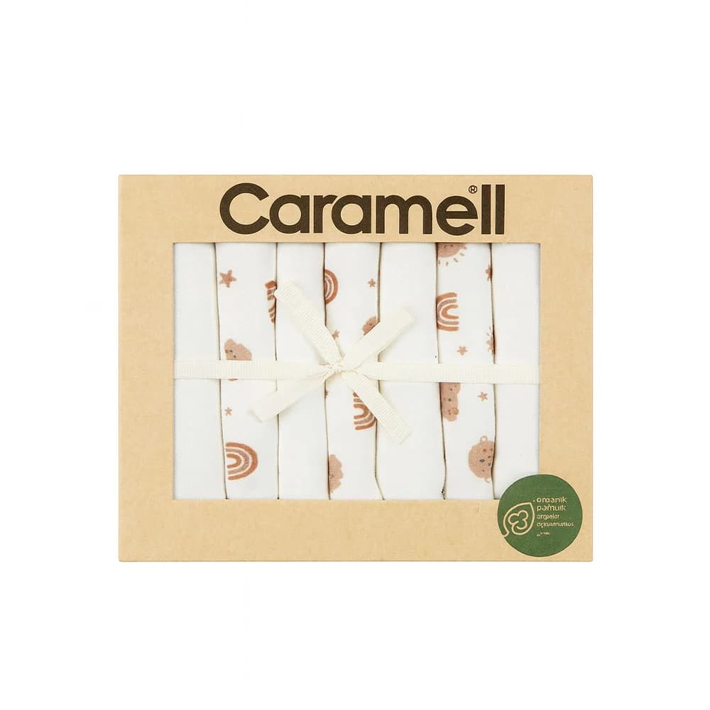 دستمال دست و صورت نوزاد کارامل Caramell بسته 7 عددی — تصویر ۳