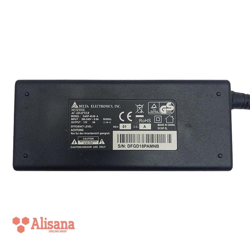 آداپتور دلتا الکترونیک 12V 5A سر نرمال با کابل برق — تصویر ۲