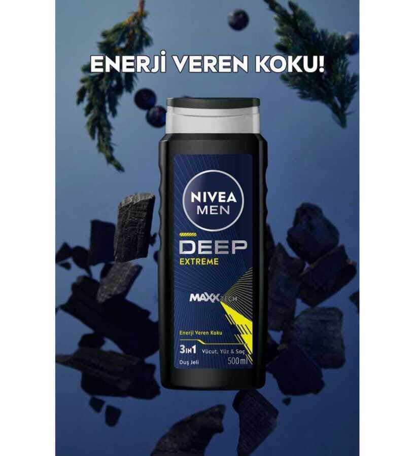 شامپو سر و صورت و بدن مردانه انرژي بخش نیوآ مدل Deep Extreme حجم 500 ميل — تصویر ۲