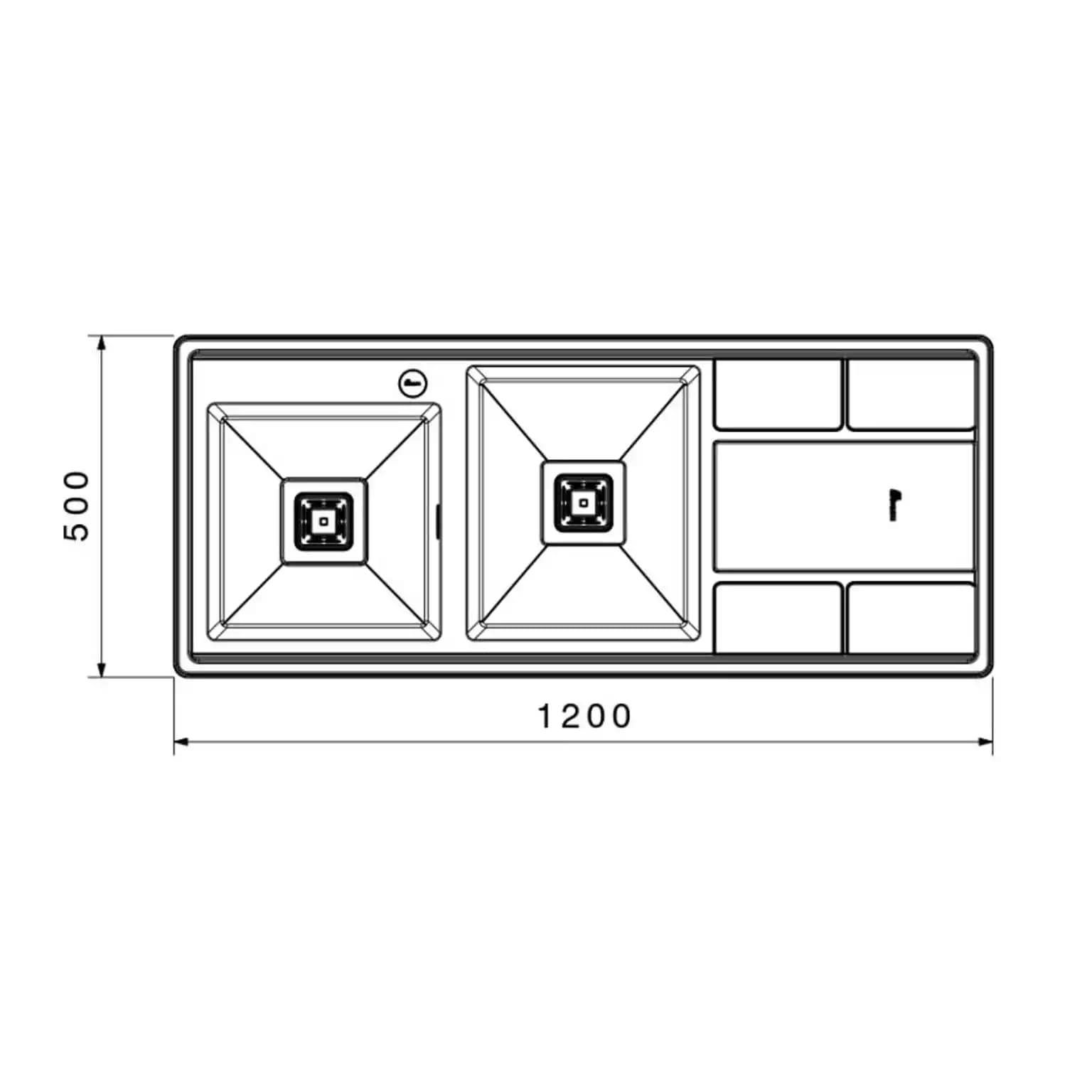 سینک ظرفشویی توکار بیمکث BS 740 ابعاد 50 * 120 — تصویر ۳