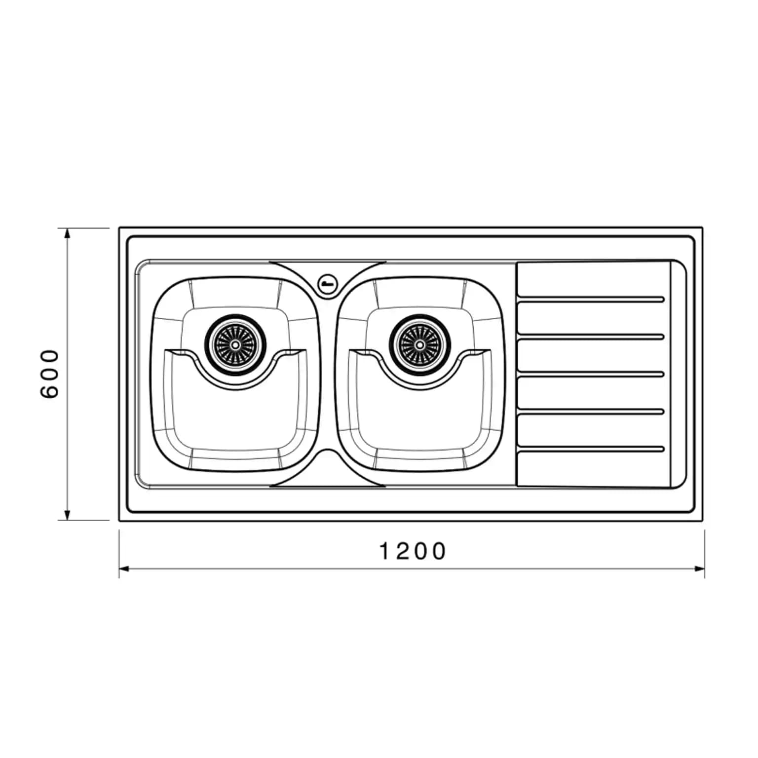 سینک ظرفشویی روکار بیمکث BS 925 ابعاد 60 * 120 — تصویر ۳