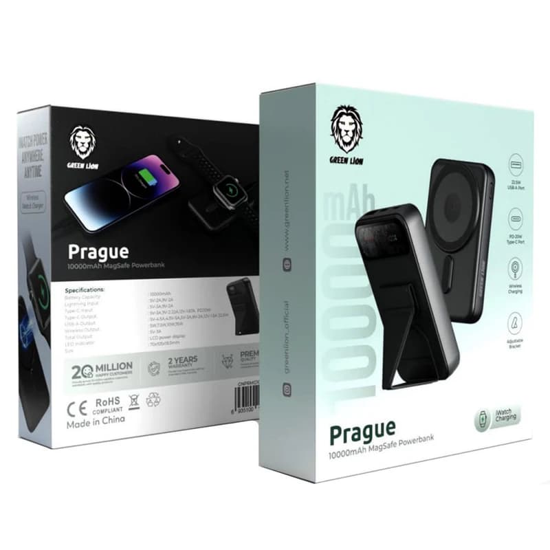پاوربانک مگسیف گرین GREEN PRAGUE با ظرفیت 10000 میلی آمپر — تصویر ۵