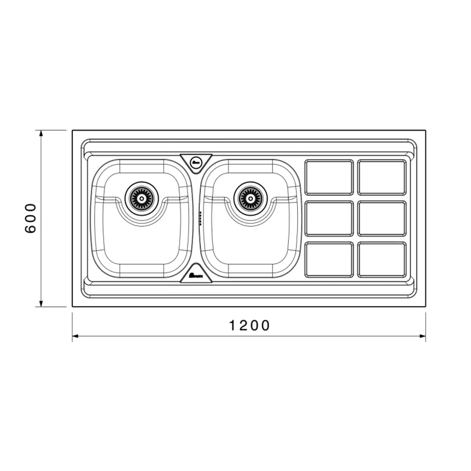 سینک ظرفشویی روکار بیمکث BS 914 ابعاد 60 * 120 — تصویر ۳
