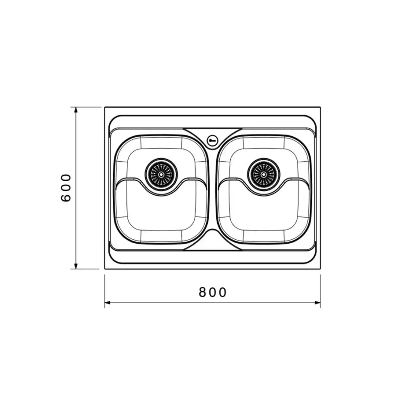سینک ظرفشویی روکار بیمکث BS 935 ابعاد 60 * 80 — تصویر ۳