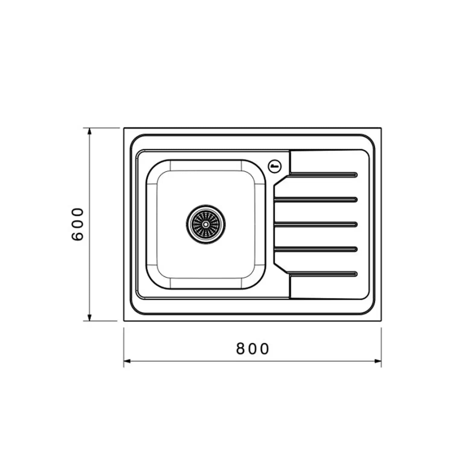 سینک ظرفشویی روکار بیمکث BS 933 ابعاد 60 * 80 — تصویر ۳