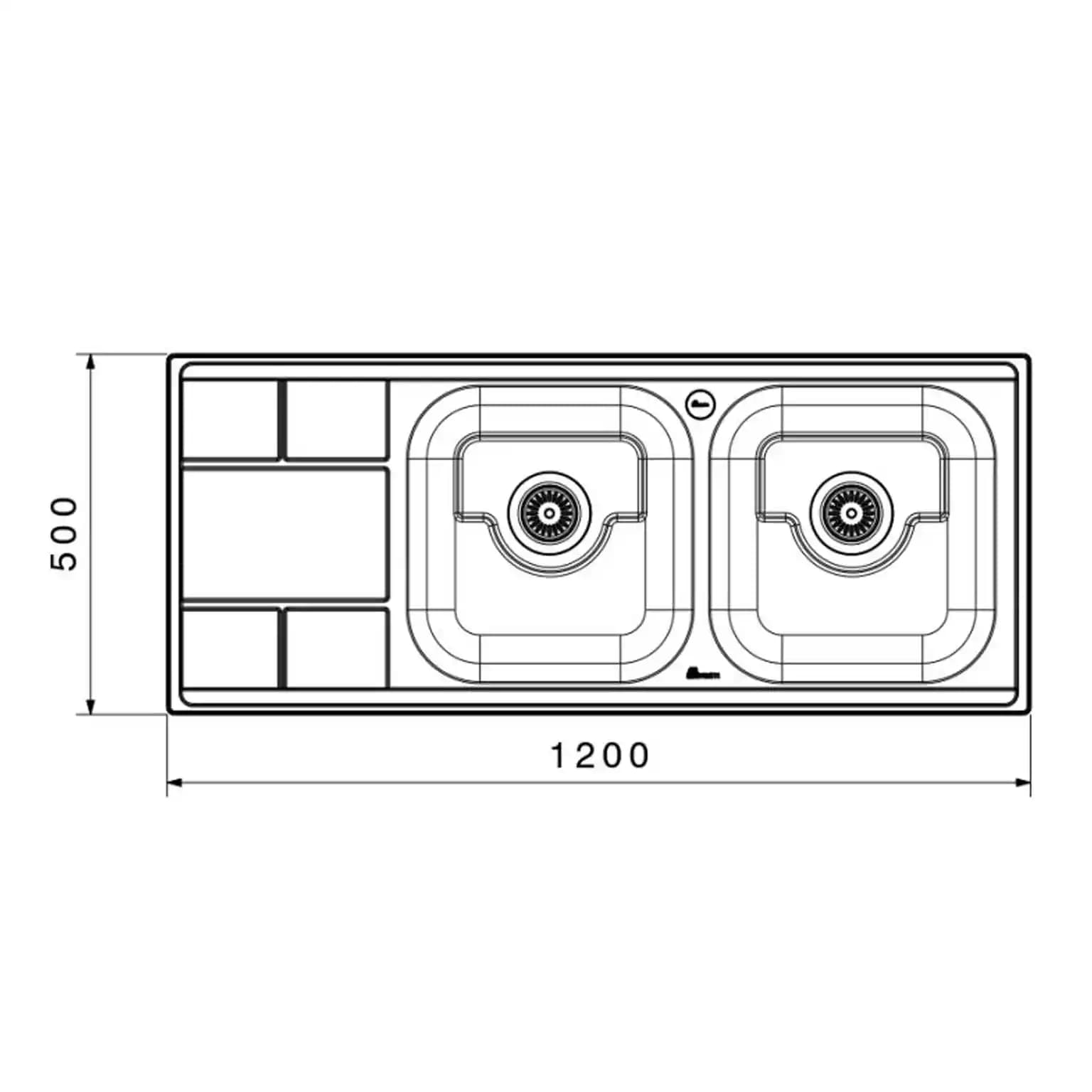 سینک ظرفشویی توکار بیمکث BS 924 ابعاد 50 * 120 — تصویر ۳