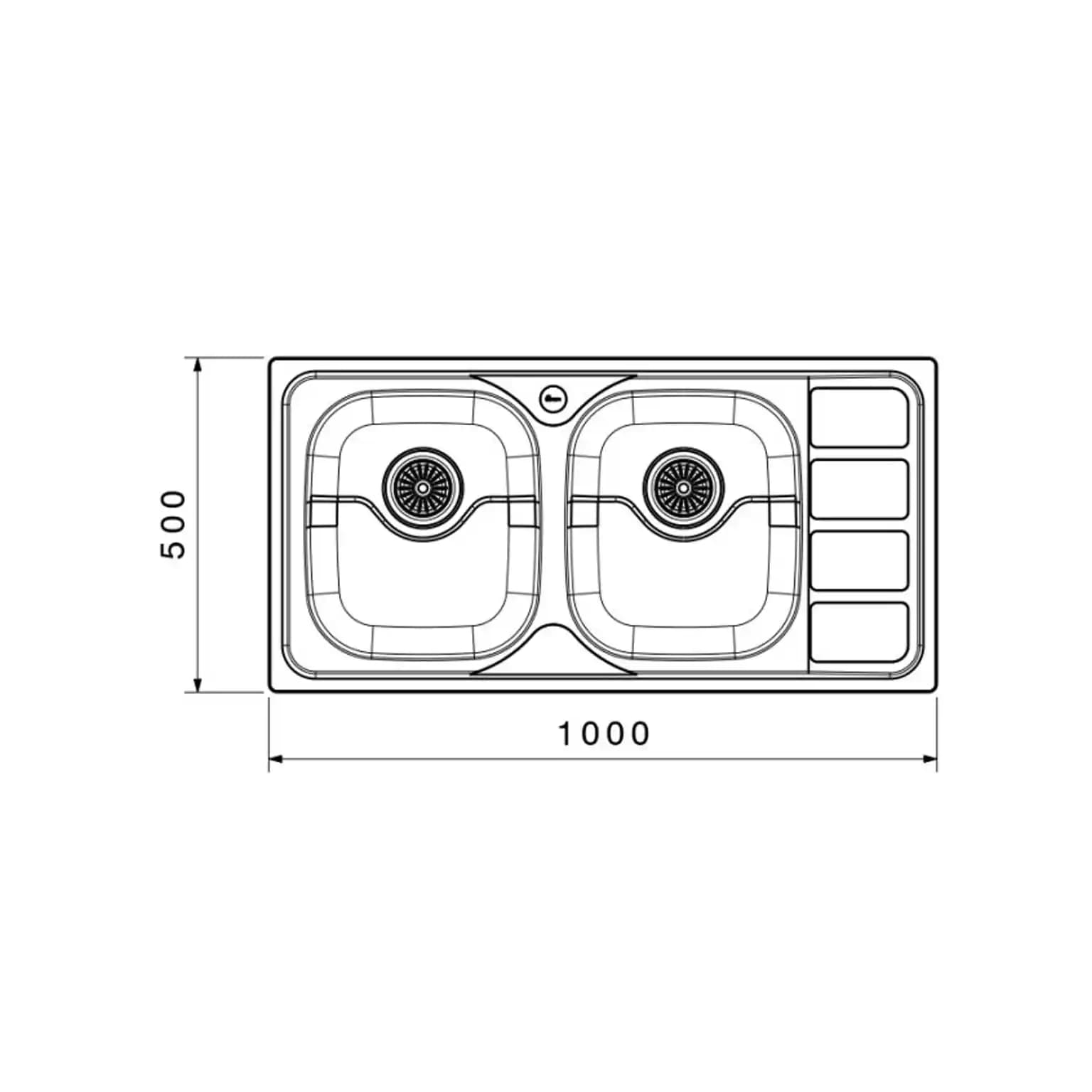 سینک ظرفشویی توکار بیمکث BS 938 ابعاد 50 * 100 — تصویر ۳