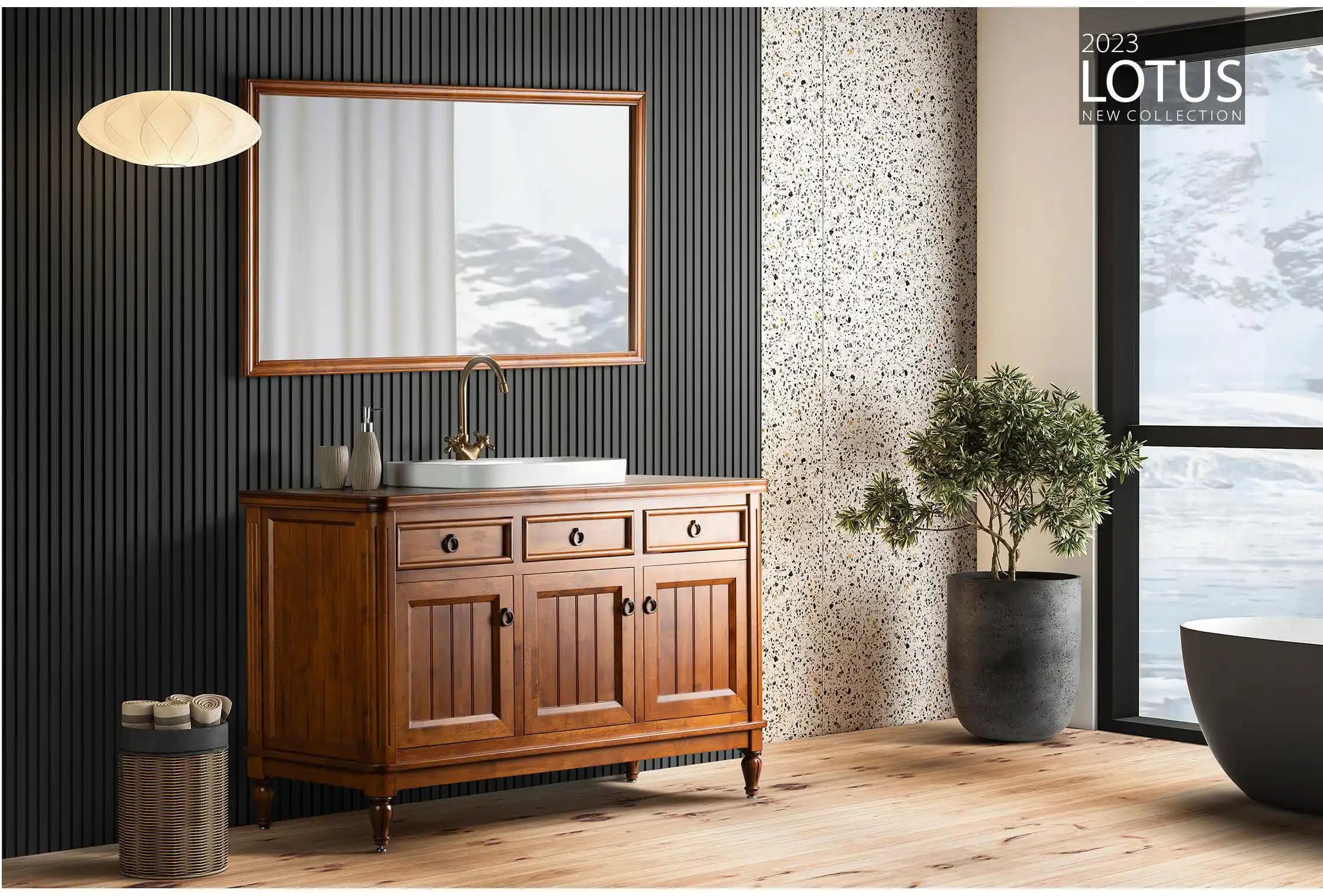 کابینت و روشویی طرح چوب وینتیج Vintage ابعاد 55 * 137 سانتیمتر — تصویر ۴