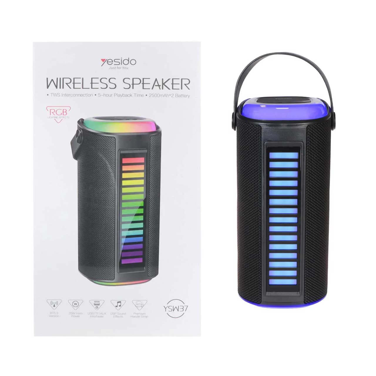 اسپیکر بی سیم شارژی 20 وات Yesido مدل YSW37 RGB – مشکی (گارانتی 18 ماه تعویض نیکان همراه)