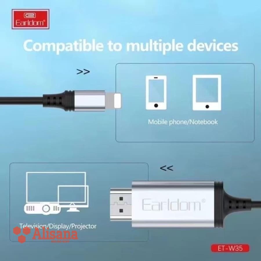 کابل تبدیل لایتنینگ به HDMI ارلدام مدل W35 طول 2 متر — تصویر ۶