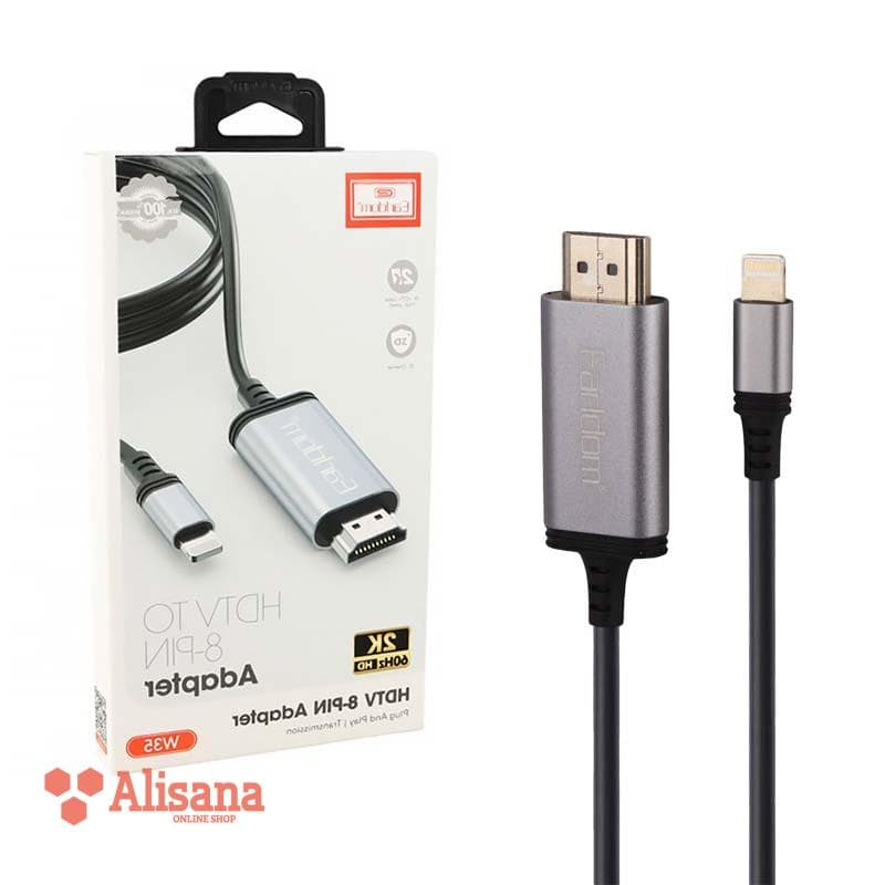 کابل تبدیل لایتنینگ به HDMI ارلدام مدل W35 طول 2 متر