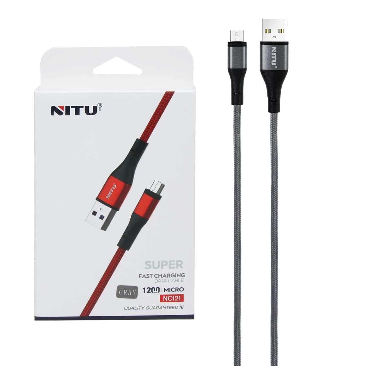 کابل شارژو دیتا فست کنفی اندروید NITU مدل NC121 – خاکستری (گارانتی 12 ماه تعویض نیکان همراه)
