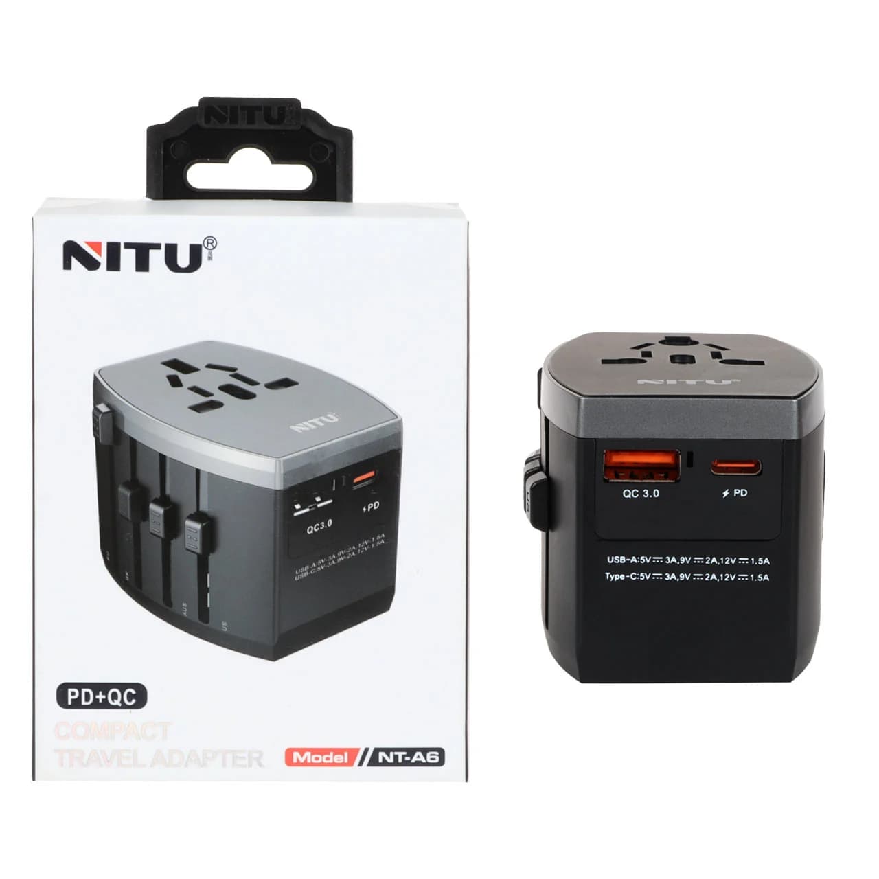 تبدیل برق 3 به 3 NITU مدل NT-A6 – مشکی (گارانتی 18 ماه تعویض نیکان همراه)